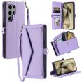 thumbnail image 1 of Compatible with Samsung Galaxy S25 Ultra Envelope Style Wallet Case, with Wrist Strap and Crossbody Strap, Flip Card Holder Stand Rugged Cell Phone Cover for Galaxy S25 Ultra Women Men - Purple, 1 of 8