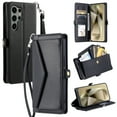 thumbnail image 1 of Compatible with Samsung Galaxy S25 Ultra Envelope Style Wallet Case, with Wrist Strap and Crossbody Strap, Flip Card Holder Stand Rugged Cell Phone Cover for Galaxy S25 Ultra Women Men - Black, 1 of 10