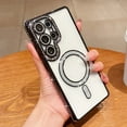 thumbnail image 1 of Compatible with Samsung Galaxy S25 Ultra Magnetic Phone Case,Diamond-embedded Frame Designing,With Lens Film,Bling Glitter Magnetic Ring,Shockproof Cute Bling Transparent Phone Case,Black, 1 of 11