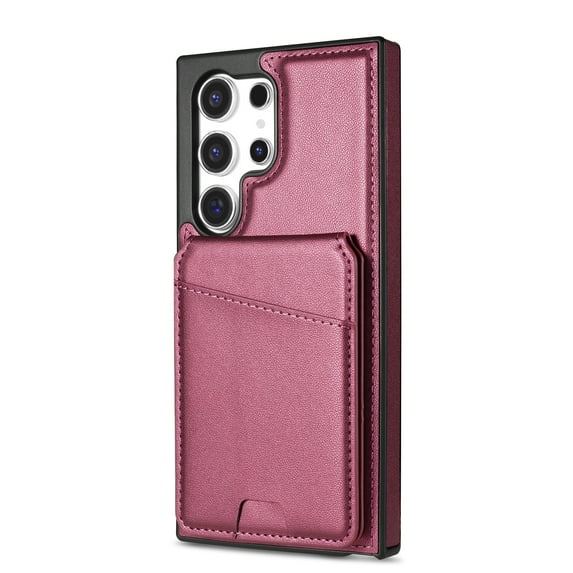 Compatible With Samsung Galaxy S25 Ultra Phone Case,Back Magnetic Detachable Flip Wallet,Compatible With Magsafe,With Kickstand,Card Slots,PU Leather Shockproof Rugged Phone Case Cover,Red