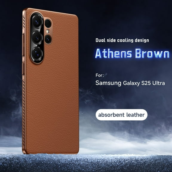 Compatible with Samsung Galaxy S25 Ultra Phone Case,Side Heat Dissipation,Precision Hole Lens Protection,PU Leather Shockproof Scratch Resistant Ultra Slim Rugged Durable Phone Case,Brown
