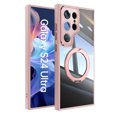 thumbnail image 1 of Compatible for Samsung Galaxy S25 Ultra Phone Case with Stand, Rotatable Ring Holder Kickstand Rugged Shockproof Protective Cover Case with Camera Lens Protector for Samsung Galaxy S25 Ultra, Pink, 1 of 1