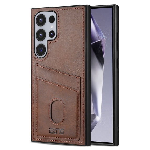 Compatible with Samsung Galaxy S25 Ultra Thin and Light Case, Classic PU Leather Credit Card Slot Holder Wallet Shockproof Protective Anti-drop Cover Business Phone Case for Galaxy S25 Ultra, Brown