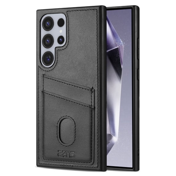 Compatible with Samsung Galaxy S25 Ultra Thin and Light Case, Classic PU Leather Credit Card Slot Holder Wallet Shockproof Protective Anti-drop Cover Business Phone Case for Galaxy S25 Ultra, Black