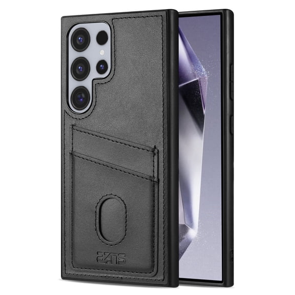 Compatible with Samsung Galaxy S25 Ultra Thin and Light Case, Classic PU Leather Credit Card Slot Holder Wallet Shockproof Protective Anti-drop Cover Business Phone Case for Galaxy S25 Ultra, Black