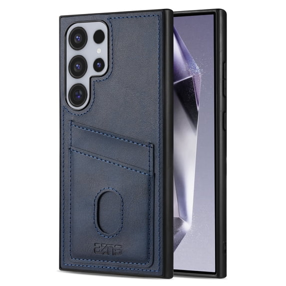 Compatible with Samsung Galaxy S25 Ultra Thin and Light Case, Classic PU Leather Credit Card Slot Holder Wallet Shockproof Protective Anti-drop Cover Business Phone Case for Galaxy S25 Ultra, Blue