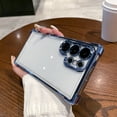 thumbnail image 1 of Compatible with Samsung Galaxy S25 Ultra Transparent Phone Case,Luxury Electroplated Frame Designing,With Lens Film,Shockproof Anti-fall Rugged Ultra Slim Clear Phone Case Cover,Blue, 1 of 6