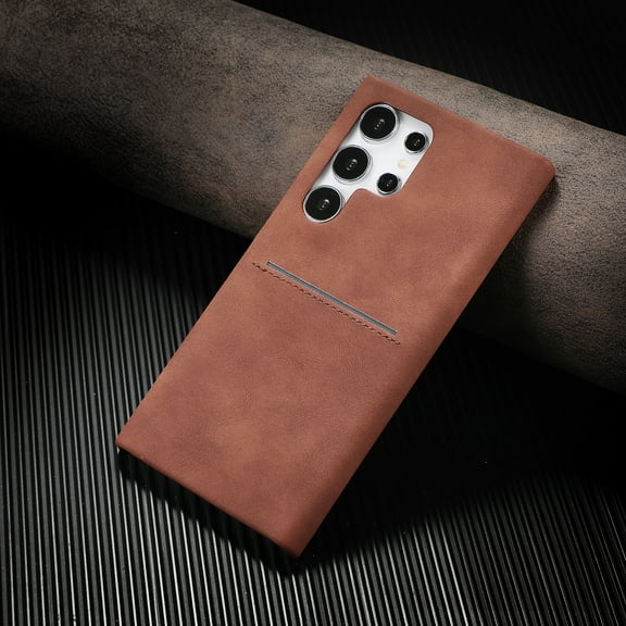 Compatible with Samsung Galaxy S25 Ultra Wallet Case with Card Holder, Matte Premium PU Leather Hidden Card Slot Case for Women Men, Soft TPU Shockproof Wireless Charging Cover,Brown