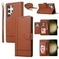 thumbnail image 1 of Compatible with Samsung Galaxy S25 Ultra Wallet Case, with Wrist Strap and Crossbody Strap, Make-up Mirror PU Leather Flip Credit Cell Cover Kickstand for Samsung Galaxy S25 Ultra Girls Women, Brown, 1 of 8