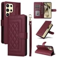 thumbnail image 1 of Compatible with Samsung Galaxy S25 Ultra Wallet Flip Case, Durable Soft TPU + PU Leather 3 Card Slots and 1 Cash Pocket Wrist Strap Magnetic Kickstand Elegant Case for Galaxy S25 Ultra, Winered, 1 of 6