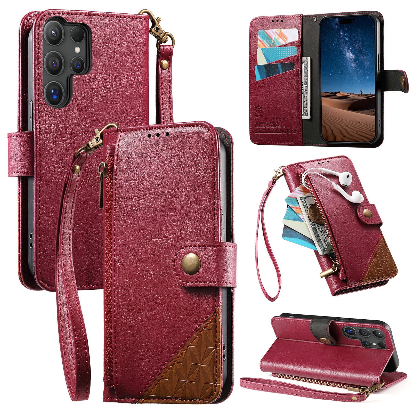 Compatible with Samsung Galaxy S25 Ultra Wallet Phone Case - PU Leather ...