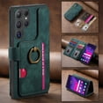 thumbnail image 1 of Compatible With Samsung Galaxy S25 Ultra Wallet Phone Case,With Ring Holder,Card Slots,Zipper Pocket,PU Leather Flip Folding Kickstand,Shockproof Rugged Anti-fall Retro Phone Case Cover,Green, 1 of 7