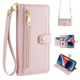 thumbnail image 1 of Compatible with Samsung Galaxy S25 Ultra, Zipper Purse Shoulder Strap & Wrist Strap Card Slots Kickstand PU Leather Wallet Case Rugged Magnetic Closure for Samsung Galaxy S25 Ultra, Pink, 1 of 6