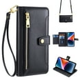 thumbnail image 1 of Compatible with Samsung Galaxy S25 Ultra, Zipper Purse Shoulder Strap & Wrist Strap Card Slots Kickstand PU Leather Wallet Case Rugged Magnetic Closure for Samsung Galaxy S25 Ultra, Black, 1 of 6