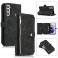thumbnail image 1 of Compatible with Samsung Galaxy S25 Wallet Case, 2 in 1 Magnetic Wallet Case with Card Holder, Zipper, PU Leather Flip Cover Case with Detachable Long Shoulder Strap,Card Slots, Black, 1 of 9