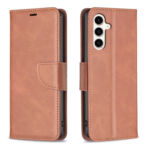 Compatible with Samsung Galaxy S25 Wallet Case for Women Man, Premium PU Leather Folio Flip Case with Card Holders Kickstand Wrist Strap, Luxury Shockproof Protective Phone Cover, Brown