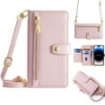 thumbnail image 1 of Compatible with Samsung Galaxy S25, Zipper Purse Shoulder Strap & Wrist Strap Card Slots Kickstand PU Leather Wallet Case Rugged Magnetic Closure for Samsung Galaxy S25, Pink, 1 of 8