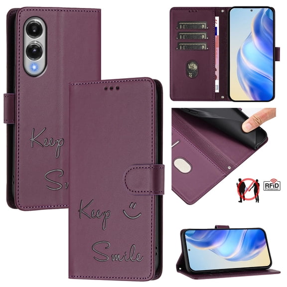 Compatible for Samsung Galaxy S26 Edge Wallet Case with RFID Blocking Credit Card Holder, PU Leather Folio Flip Kickstand Protective Shockproof Cover for Samsung Galaxy S26 Edge, Darkpurple