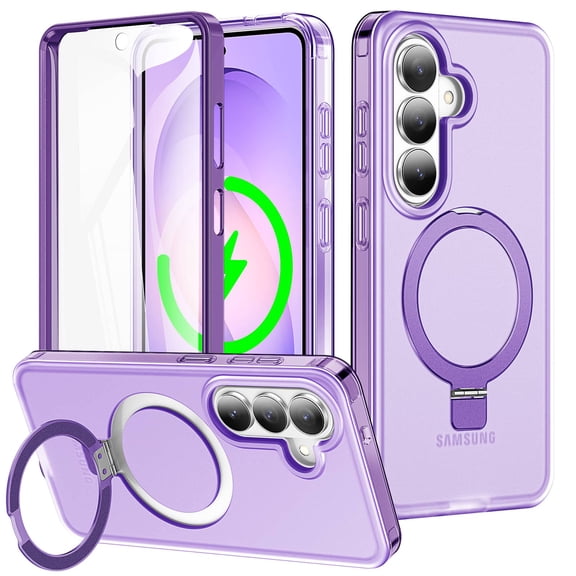 Compatible with Samsung Galaxy S26 Full Body Shockproof Case with Magnetic Invisible Stand [Compatible with Magnetic] Built-in Screen Protector Drop ProtectionTranslucent Phone Cover