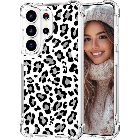 Compatible for Samsung Galaxy S26 Ultra Case, Thin Slim Cute Girly Skin Cases Protector with Airbag Bumper for Women Girls (Clear Leopard Cheetah Print)