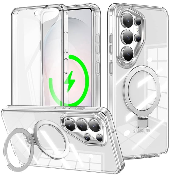 Compatible with Samsung Galaxy S26 Ultra Full Body Shockproof Case with Magnetic Invisible Stand [Compatible with Magnetic] Built-in Screen Protector Drop ProtectionTranslucent Phone Cover