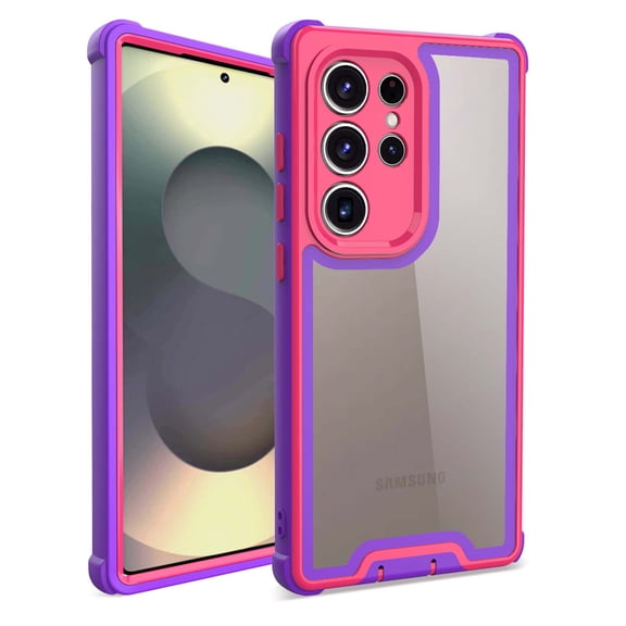 Compatible With Samsung Galaxy S26 Ultra Phone Case,Heavy Duty Durable 4-Layer,Transparent Backplane,Military Grade Drop Protection Shockproof Anti-fall Rugged Bicolor Vivid Phone Case,Purple