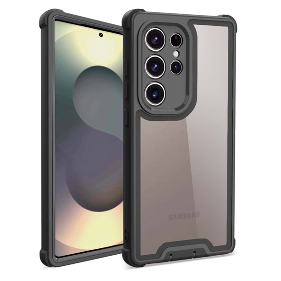 Compatible With Samsung Galaxy S26 Ultra Phone Case,Heavy Duty Durable 4-Layer,Transparent Backplane,Military Grade Drop Protection Shockproof Anti-fall Rugged Bicolor Vivid Phone Case,Black