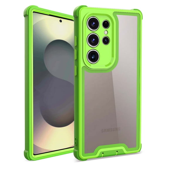 Compatible With Samsung Galaxy S26 Ultra Phone Case,Heavy Duty Durable 4-Layer,Transparent Backplane,Military Grade Drop Protection Shockproof Anti-fall Rugged Bicolor Vivid Phone Case,Green