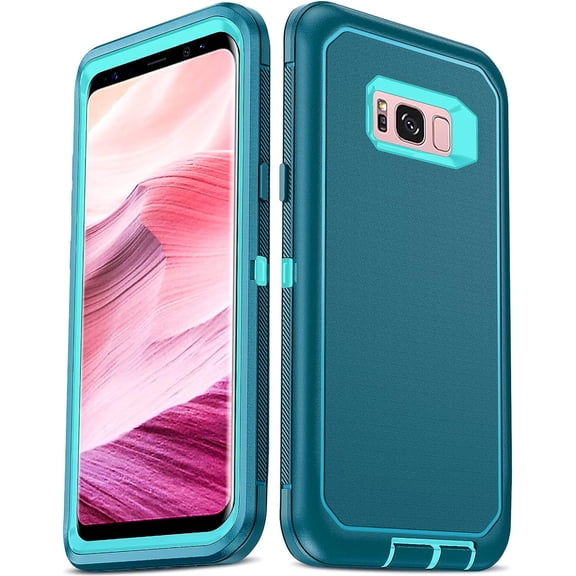 Compatible for Samsung Galaxy S8 Case: Galaxy S8 Case【NOT Fit S8 Plus】 Upgrade 3-in-1 Full Body Shockproof Rubber Cover, Tough Rugged Dustproof Defender Protection Case Samsung Galaxy S8, Teal