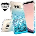thumbnail image 1 of Compatible for Samsung Galaxy S8 Plus Case, with [Temper Glass Screen Protector] SOGA Diamond Glitter Liquid Quicksand Cover Cute Girl Women Phone Case [Clear/Teal], 1 of 5