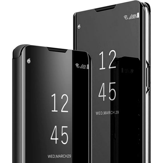 Compatible with Samsung Galaxy S9 Plus Case Flip Leather Cover Clear S-View Mirror Shockproof Cover with Kickstand Anti-Scratch Protective Phone Cases Cover for Samsung S9 Plus