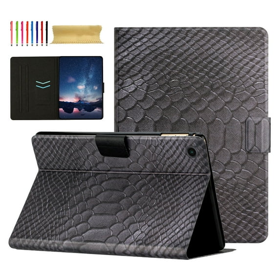 Compatible for Samsung Galaxy Tab A9+ 11.0" 2023 Tablet Case, Crocodile Texture PU Leather Smart Flip Slim Cover with Kickstand Auto Wake/Sleep Shockproof Protective Cover, Black