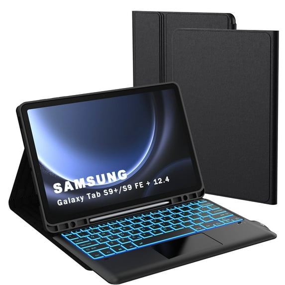 Compatible Samsung Galaxy Tab S9 FE+/ S9+ /S10+ 12.4 inch Keyboard Case Tab S9 FE Plus / S9 Plus 12.4" Keyboard Case with r