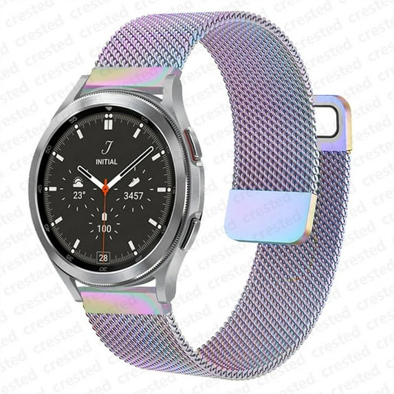 Compatible with Samsung Galaxy Watch 4 40mm 44mm/Watch 4 Classic 46mm 42mm/Active 2/Watch 42mm/Watch 3 41mm/Active 40mm Bands, 20mm Stainless Steel Mesh Loop Womens Man Strap