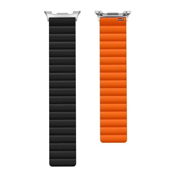 Compatible with Samsung Galaxy Watch 8 Classic 46mm/8 40/44mm Magnetic Strap,Soft Silicone Waterproof Sport Replacement Loop Magnetic Adjustable Strap Wrist Band for Men Women,Blackorange