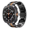 thumbnail image 1 of Compatible with Samsung Galaxy Watch Ultra 47mm Titanium Alloy Band, No Gap Classy Elegant Casual Business Bracelet with Stainless Steel Butterfly Magnetic Buckle with Link Removal Tool, Black Orange, 1 of 4
