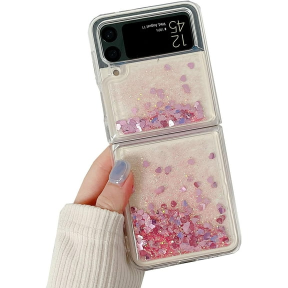 Compatible with Samsung Galaxy Z Flip 3 5G Case Glitter Quicksand Bling Star Luxury for Women Shockproof Soft Phone Cover for Galaxy Z Flip 3 2021 Case (Z Flip3,Pink)