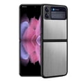 thumbnail image 1 of Compatible with Samsung Galaxy Z Flip 3 5G Case, Military Grade Protection Stainless Steel Metal Back Soft Silicone Shockproof Full Body Protective Slim Case for Galaxy Z Flip 3, Silver, 1 of 6