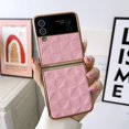 thumbnail image 1 of Compatible with Samsung Galaxy Z Flip 3 5G Case, PC + PU Leather Pattern Luxury Plating Ultra-Thin Drop Protective Phone Case Cover for Samsung Galaxy Z Flip 3 5G - Pink, 1 of 6