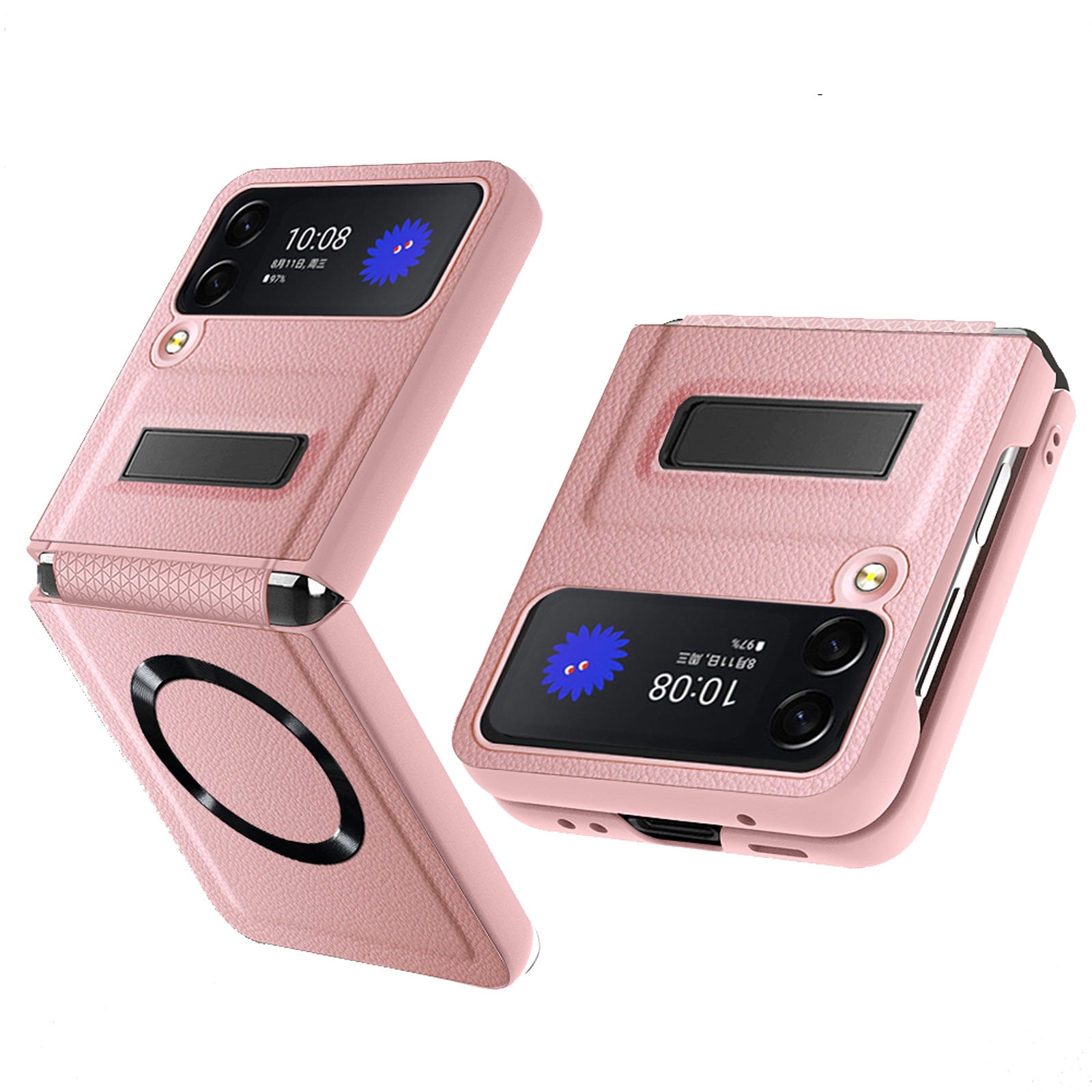 Compatible for Samsung Galaxy Z Flip 3 5G Kickstand Case, Z Flip 3 Case with Hinge Protection & Strong Magsafe Wireless Charging Compatible Cover Case for Samsung Galaxy Z Flip 3,Pink