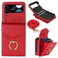 thumbnail image 1 of Compatible with Samsung Galaxy Z Flip 3 5G Wallet Case, with Card Holder, Ring Holder RFID Blocking PU Leather Wristband & Crossbody Strap Protective Case for Samsung Galaxy Z Flip 3, Red, 1 of 7