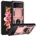 thumbnail image 1 of Compatible with Samsung Galaxy Z Flip 3 Case Built-in 360 Ring Holder Kickstand, Extreme Protection Military Armor Magnetic Car Dual Layer Protective Heavy Duty Phone Cover,Rosegold, 1 of 8