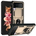 thumbnail image 1 of Compatible with Samsung Galaxy Z Flip 3 Case Built-in 360 Ring Holder Kickstand, Extreme Protection Military Armor Magnetic Car Dual Layer Protective Heavy Duty Phone Cover,Gold, 1 of 8