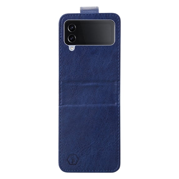 Compatible with Samsung Galaxy Z Flip 3 Case, Classic PU Leather Durable Slim Thin Full-Body Protective Shockproof Magnetic Closure Phone Case for Samsung Galaxy Z Flip 3 5G, Darkblue