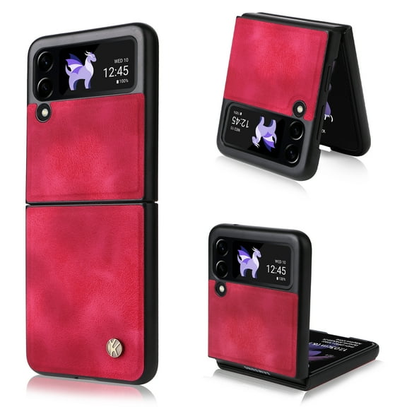Compatible with Samsung Galaxy Z Flip 3 Case, Retro Anti-Drop Durable PU Leather Women Girls Men All Inclusive Reinforced Corners Case for Samsung Galaxy Z Flip 3 5G 2021, Red