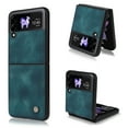 thumbnail image 1 of Compatible with Samsung Galaxy Z Flip 3 Case,Retro Leather Shook-Proof Cover Full Body Slim Lightweight Protective Phone Case Cell Accessories for Samsung Galaxy Z Flip 3 5G 2021, Blue, 1 of 11