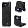 thumbnail image 1 of Compatible with Samsung Galaxy Z Flip 3 Case, Retro Shockproof PU Leather + Hard PC Shell Ultra Thin Slim Durable Protective Phone Case Cover for Samsung Galaxy Z Flip 3 5G 2021, Black, 1 of 11