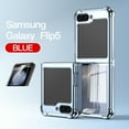 thumbnail image 1 of Compatible for Samsung Galaxy Z Flip 3 Case, Transparent Back with Plating Hard PC, Anti-Scratch Shockproof Protection, Silky Folding Bumper Cover Case for Galaxy Z Flip 3 5G, Blue, 1 of 8