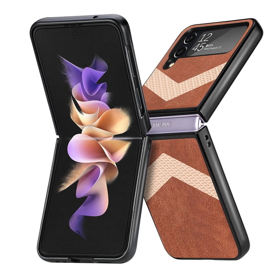 Compatible with Samsung Galaxy Z Flip 4 5G Case, for Girls Men Drop Protection Pattern with Soft TPU Bumper Anti-slip Wireless Charging Phone Case Cover for Samsung Galaxy Z Flip 4 5G,Brown