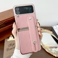thumbnail image 1 of Compatible with Samsung Galaxy Z Flip 4 5G Case with Silicone Wristband Kickstand, Plating Hard PC Back Cover Drop Protective Case Cover for Samsung Galaxy Z Flip 4 6.7 inch, Pink, 1 of 1